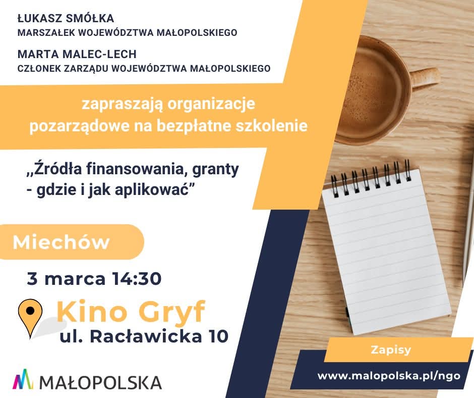 Informacja dotycząca szkolenia dla organizacji pozarządowych pt. 